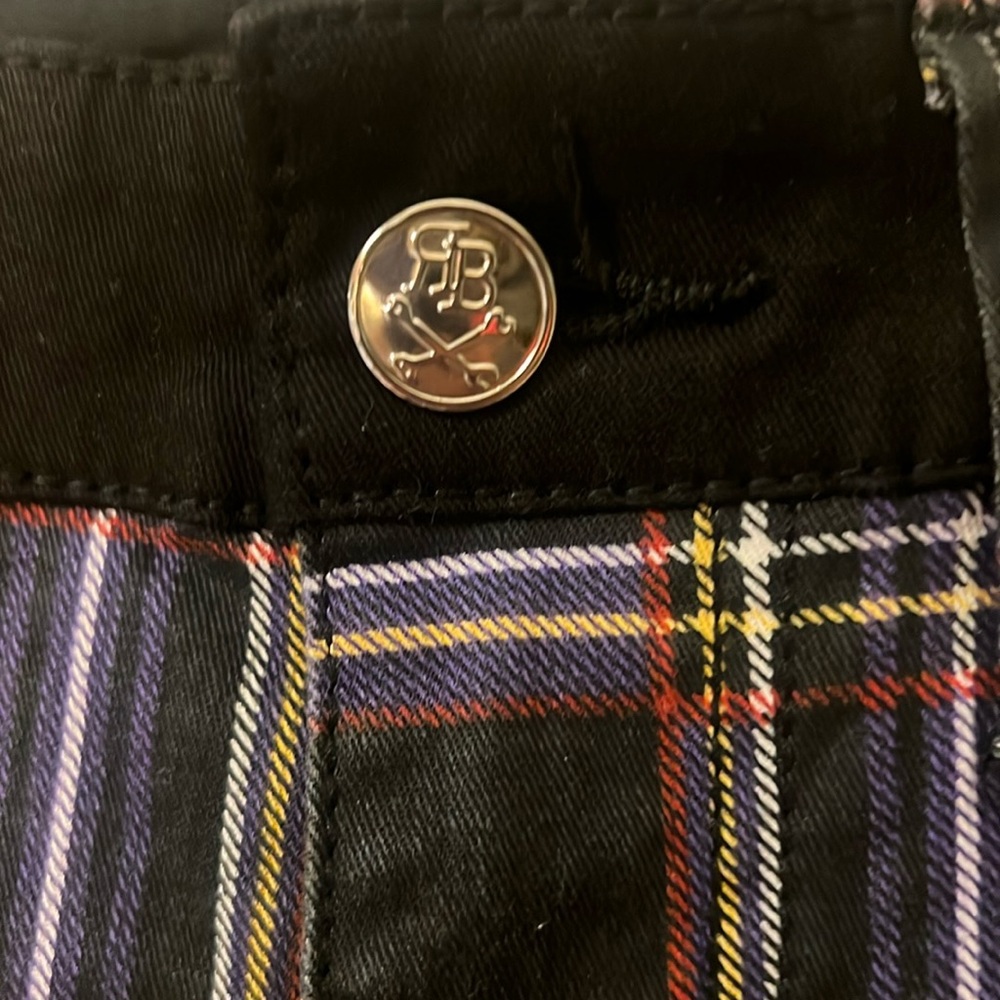 Rare early 2000s Royal Bones brand new side lace up jeans with plaid colors
